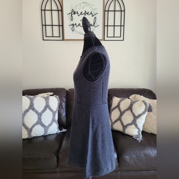 Theory‎ Randria Evian Stretch Wool Navy A-Line Stripe Dress Women's Size L - Picture 4 of 10